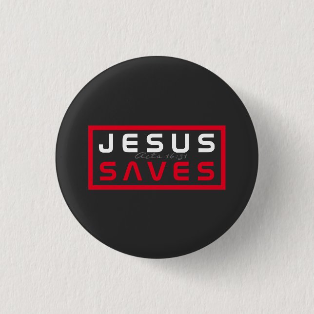 Cool Jesus Saves 1 Inch Round Button (Front)