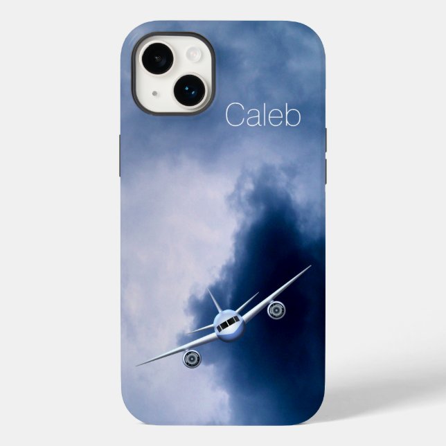 Cool Jet Plane Flying in the Sky Pilot Slim Pilot Case-Mate iPhone Case (Back)