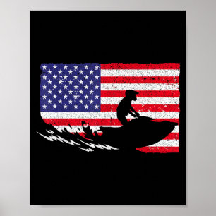 Cool jet ski for men women skiers american flag poster