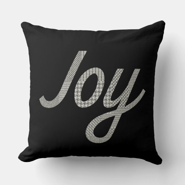 Cool Joy Houndstooth Pattern On Black Throw Pillow (Front)