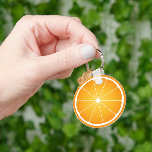 Cool Juicy Orange fruit slice Keychain (Hand)