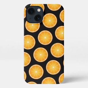 Cool Juicy Orange fruit slices pattern on black  iPhone 13 Case