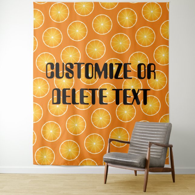 Cool Juicy Orange yellow fruit slices Custom text Tapestry (In Situ)