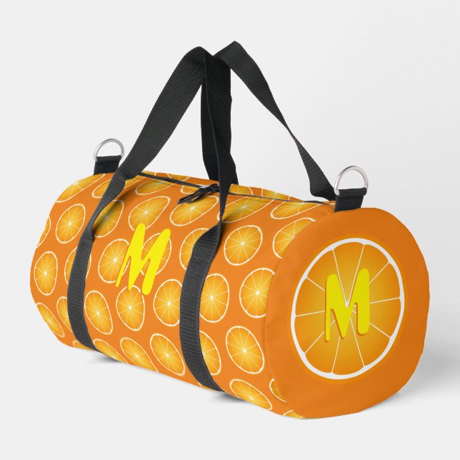 Cool Juicy Orange yellow fruit slices Monogram Duffle Bag (Left Corner)