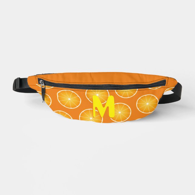 Cool Juicy Orange yellow fruit slices Monogram Fanny Pack (Front)