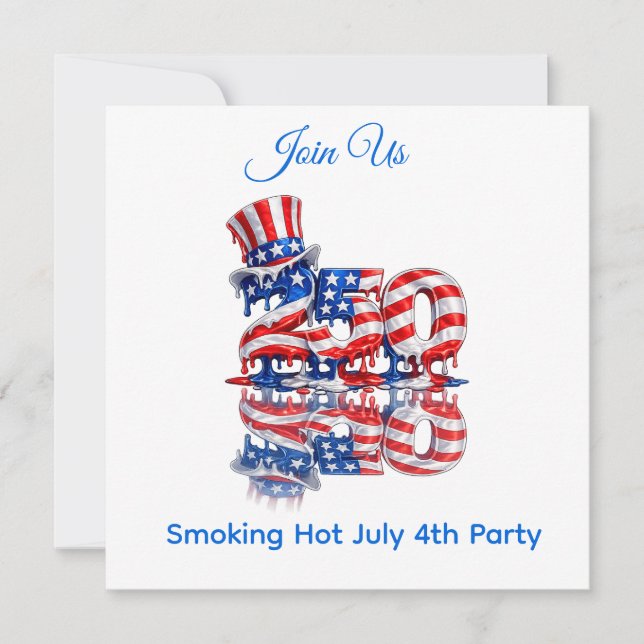 Cool July 4th celebration Key Chain Invitation (Front)