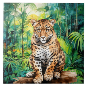 Cool jungle leopard lovers  tile