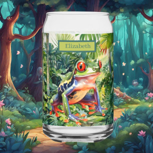 Cool Jungle tree frog lovers add name Can Glass