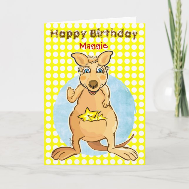 Cool kangaroo Birthday - bubbles card (Front)