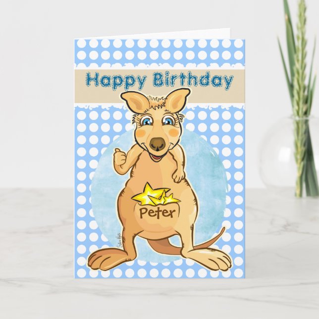 Cool kangaroo - blue bubbles card (Front)