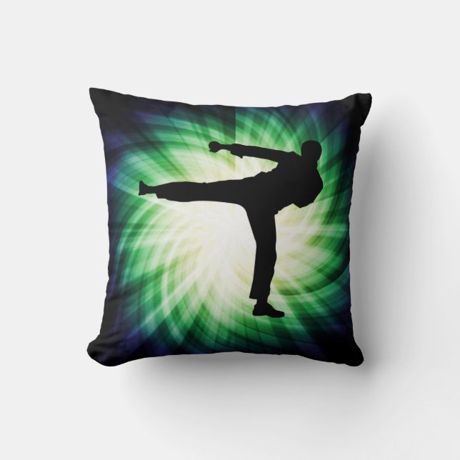 Cool Karate Kick Throw Pillow (Front)