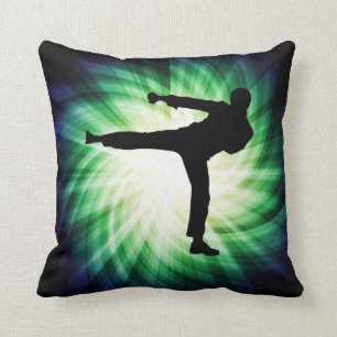 Cool Karate Kick Throw Pillow