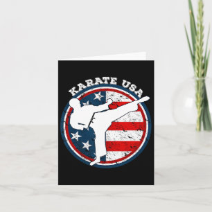 Cool Karate With American Flag For Women Kids Men Card