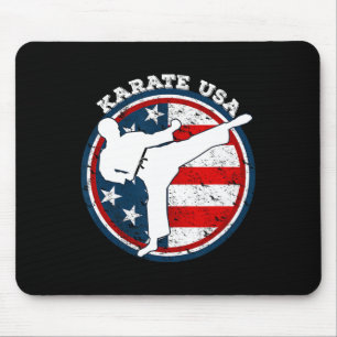 Cool Karate With American Flag For Women Kids Men Mouse Pad
