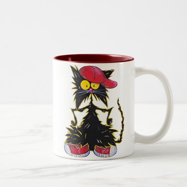Cool Kat Hip Hop Two-Tone Coffee Mug (Right)