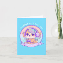 Cool Kawaii Gamer Girl Chien souhaits d'anniversai