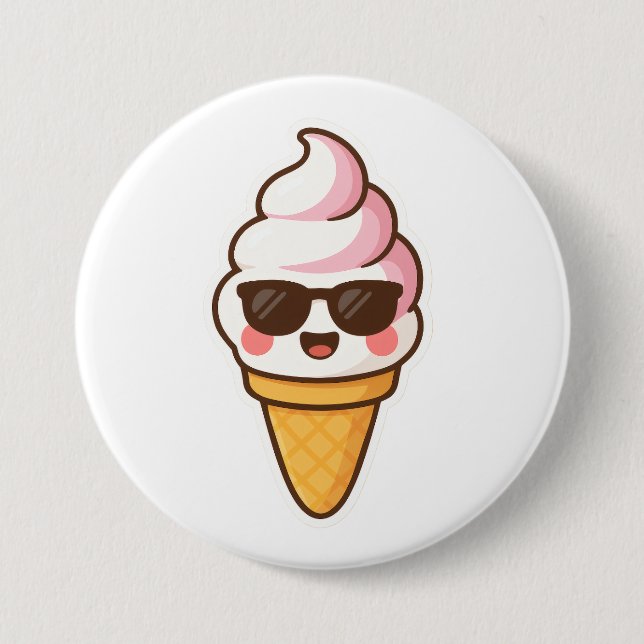 Cool Kawaii Ice Cream 3 Inch Round Button (Front)