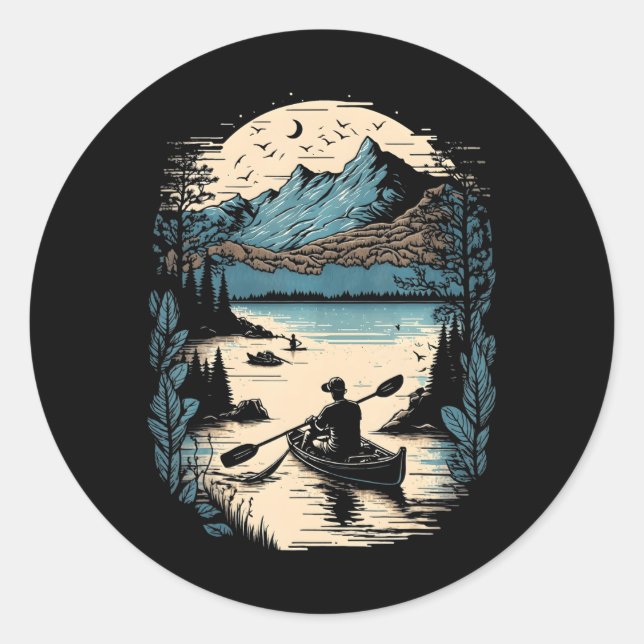 Cool Kayaking Outdoor Unique Kayak Boating Classic Round Sticker (Front)