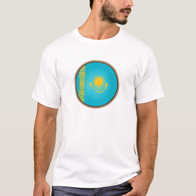Cool Kazakhstan Flag Seal T-Shirt (Front)