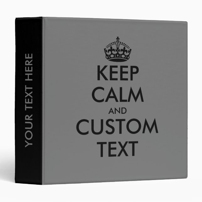 Cool keep calm office binders in black and grey (Front/Spine)