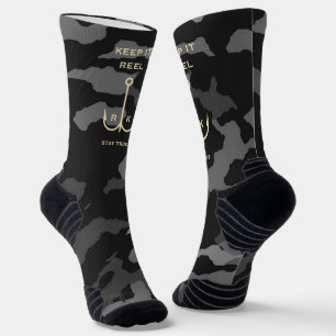 Cool Keep it Reel Fishing Funny Father's Day Camo Socks