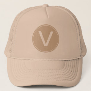 cool khaki and khaki monogram initial hat. trucker hat