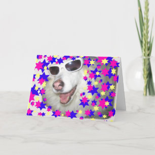 Cool kid's Birthday Dog - Pink Stars Card