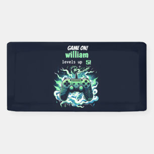 cool kids gaming level up 5th birthday banner