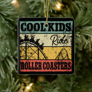 Cool Kids Ride Roller Coasters Funny Coaster Train Ceramic Ornament