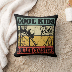 Cool Kids Ride Roller Coasters Funny Coaster Train Throw Pillow