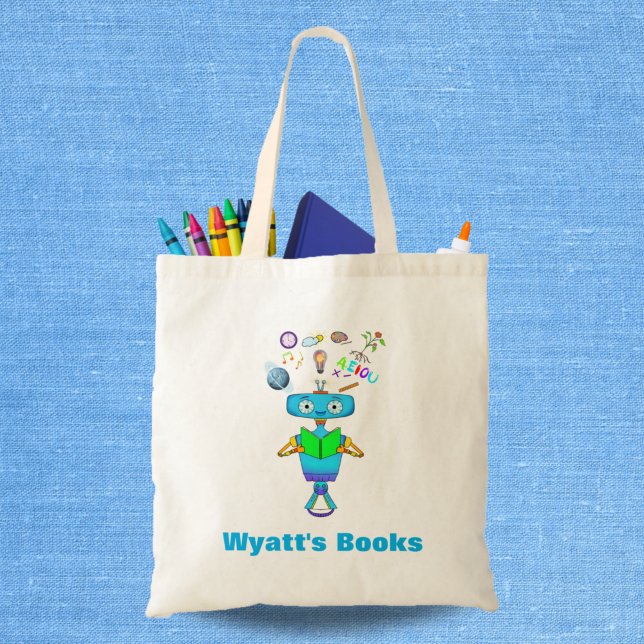 Cool Kids Robot Learning From Reading Personalized Tote Bag (Creator Uploaded)