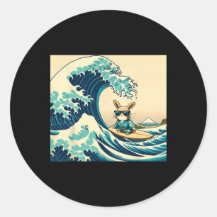 Cool Kimono Surfing Bunny Rabbit - Japanese Great  Classic Round Sticker