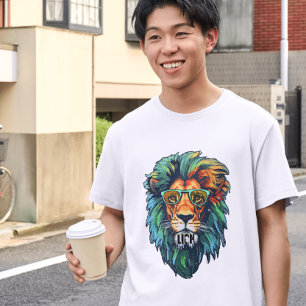 Cool King – Colourful Lion with Shades Design T-Shirt