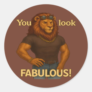 Cool King Lion – Effortlessly Fabulous Classic Round Sticker