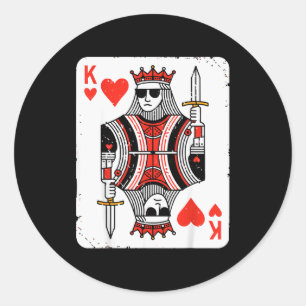 Cool King Of Hearts Valentines Day Playing Card Po Classic Round Sticker