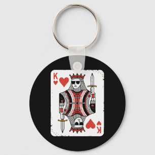 Cool King Of Hearts Valentines Day Playing Card Po Keychain