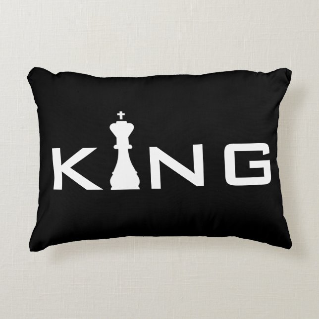 Cool King Typography Chess Player Accent Pillow (Front)
