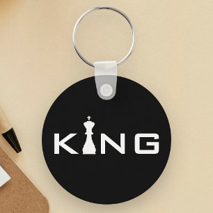 Cool King Typography Chess Player Keychain