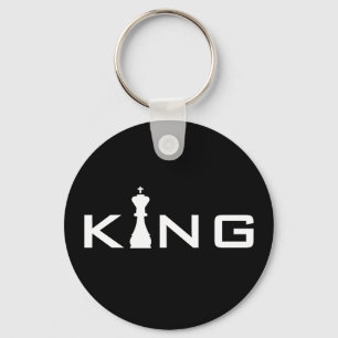 Cool King Typography Chess Player Keychain