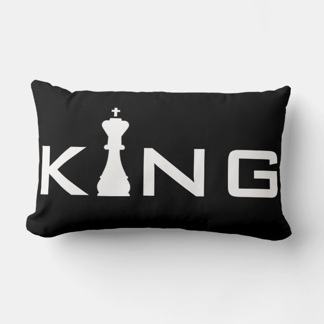 Cool King Typography Chess Player Lumbar Pillow (Front)