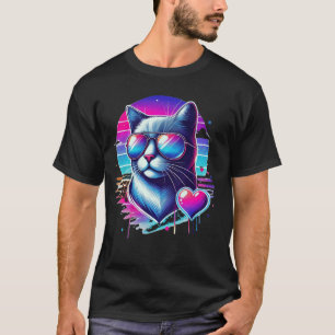 Cool Kitten Colourful Heart Sunglasses Cute Cat T-Shirt