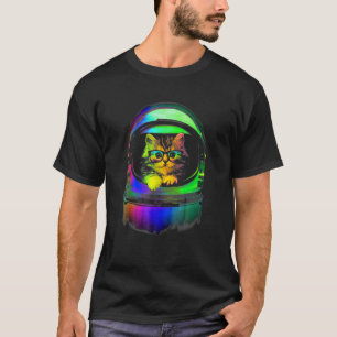 Cool Kitten On He Helmet Space Cat Ee For Men Wome T-Shirt