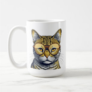 Cool Kitty Cat with Glasses Personalized Coffee Mug
