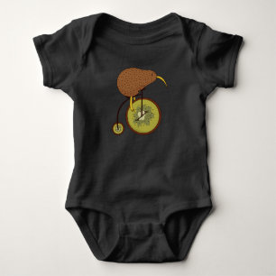 Cool Kiwi Bird on Kiwi Fruit Design Baby Bodysuit