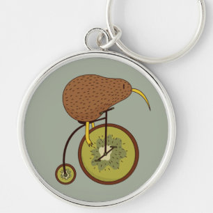 Cool Kiwi Bird on Kiwi Fruit Design Keychain
