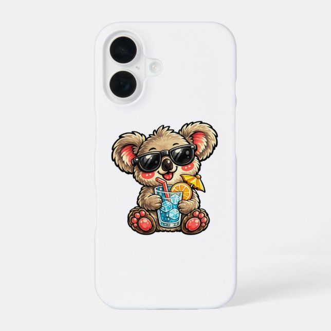 Cool Koala Drink iPhone 16 Case (Back)