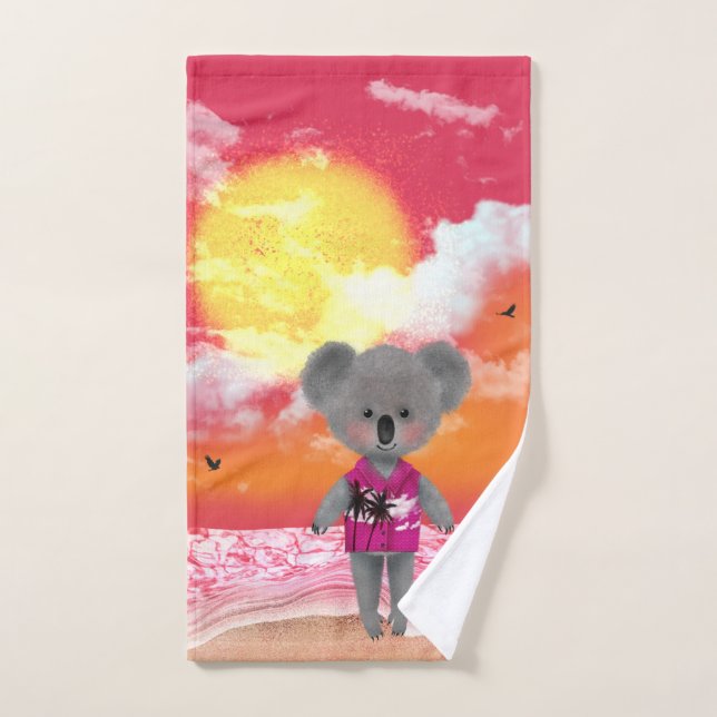 Cool Koala sur Sunset Beach (Serviette à main)