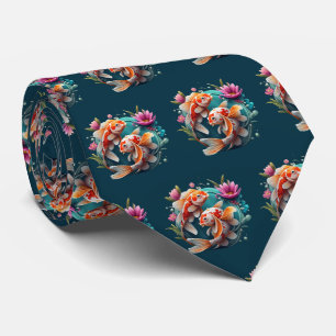 Cool koi fish tiled pattern tie