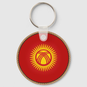 Cool Kyrgyzstan Flag Seal Keychain