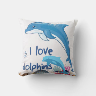 Cool l Love Dolphins Quotes Dolphin Lovers   Throw Pillow
